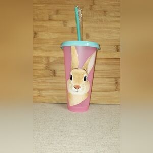 Hand Crafted Color Changing Pink Bunny Plastic Tumbler
